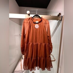 🤎 Boutique Rust Boho Mini Dress – Size Small 🤎